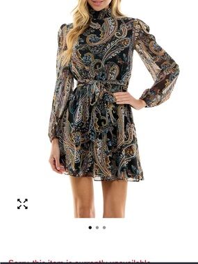 NWT, City Studios Juniors' Paisley-Print Fit & Flare Dress, Sz S